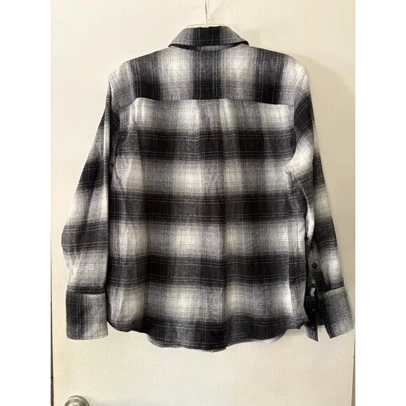 Banana Republic Plaid Flannel Organic Cotton Shirt Shacket Granola Cottagecore L - Picture 3 of 9